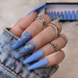 Light Blue Butterfly Custom Press On Nails | High Quality Nails | Handmade